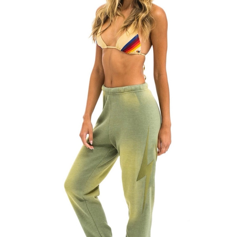 Aviator Nation Bolt Stitch Sweatpants Faded Army - Small